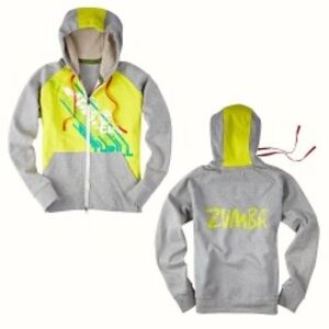 Zumba Fitness Gray and Yellow Hoodie Size Small
